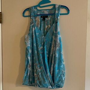 INC Turquoise and Beige Patterned Blouse